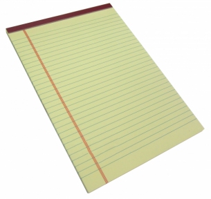 Блокнот Legal pad, стандарт, желтый с бордовой окантовкой, 50 листов (LEGALPAD A4)
