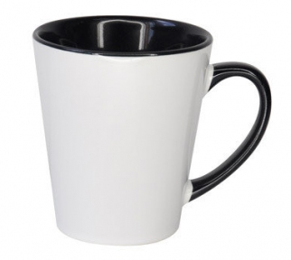 Кружка LATTE средняя, цветная внутри и ручка, черная