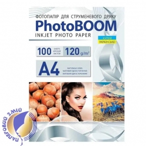 Одностороняя матовая фотобумага PhotoBOOM для струйной печати,  А4, 120 г/м2, 100 листов 