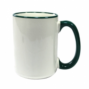 Кружка Tank 15oz з зеленою каймою і ручкою