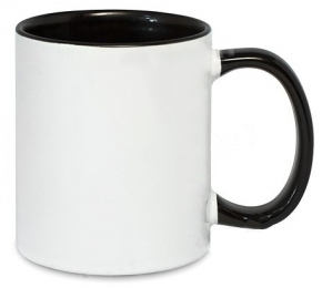 Кружка двухцветная с цветной ручкой, черная, MUG2T-I