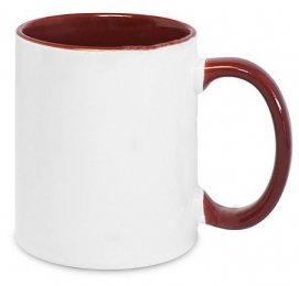 Кружка двухцветная с цветной ручкой, бордовая, MUG2T-I
