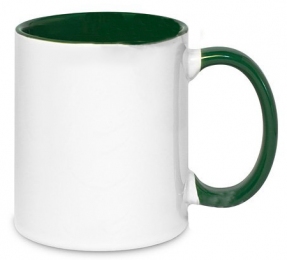 Кружка двухцветная с цветной ручкой, зеленая, MUG2T-I