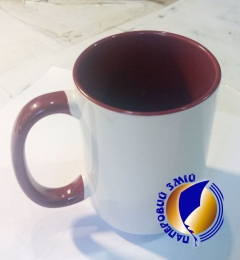 Кружка Tank 15oz,  бордовая внутри и ручка