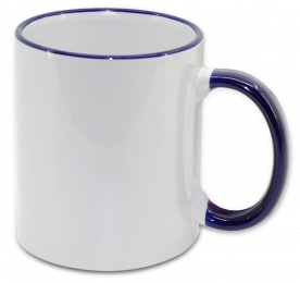 Кружка с цветной ручкой и каймой, синяя, Two Tone Mug  11oz