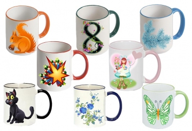 Чашка с Вашим дизайном Two Tone Mug, с цветной ручкой и каймой