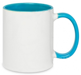 Кружка двухцветная с цветной ручкой, светло-голубая, MUG2T-I
