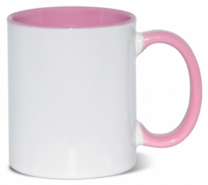 Кружка двухцветная с цветной ручкой, розовая, MUG2T-I