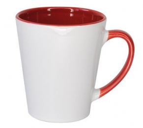 Кружка LATTE средняя, цветная внутри и ручка, красная