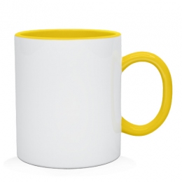 Кружка двухцветная с цветной ручкой, желтая, MUG2T-I