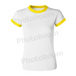 Футболка для сублимации женская, с желтой каймой, XL - XXL