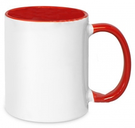 Кружка двухцветная с цветной ручкой, красная, MUG2T-I