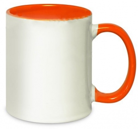 Кружка двухцветная с цветной ручкой, оранжевая, MUG2T-I